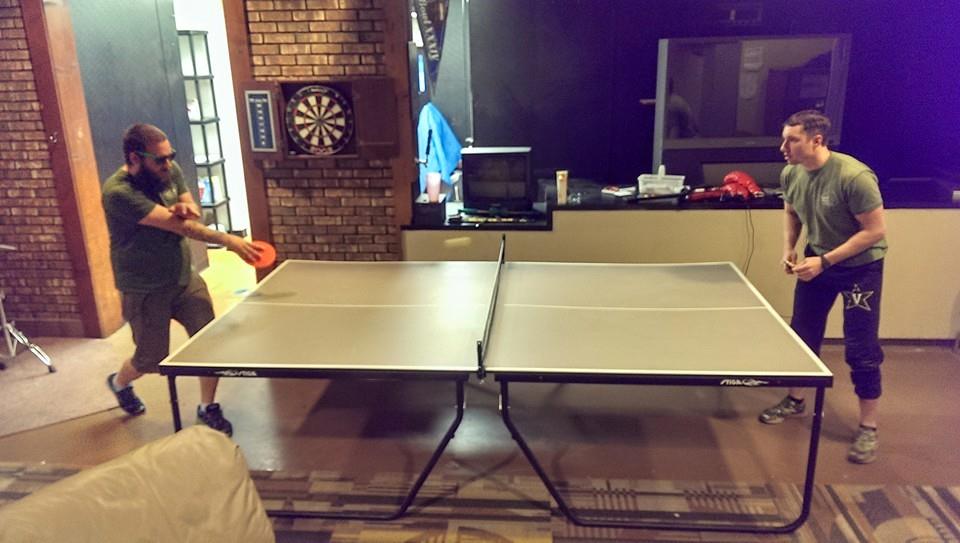 Two Little Guys playing table tennis
