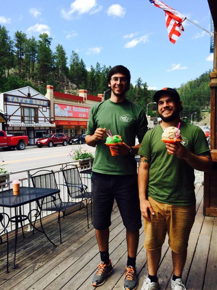 Movers with shave ice at Mount Rushmore