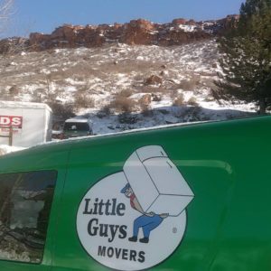 Little Guys Fort Collins moving van and snow