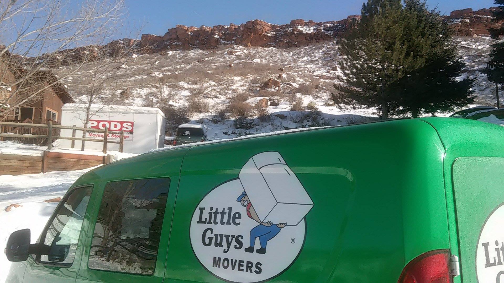 Little Guys Fort Collins moving van and snow