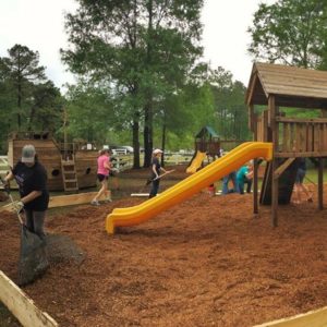 Volunteers from Little Guys and across the city take the opportunity to Work With Wilmington and revive a community playground.