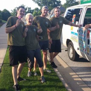 A moving crew stops for ice cream