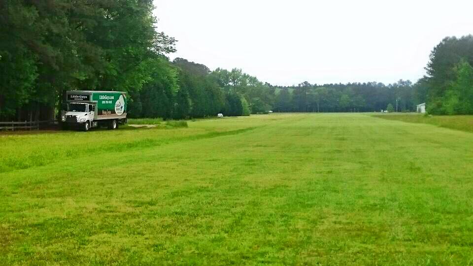 Little Guys truck in a big green field of grass