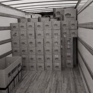 A neatly-packed moving truck