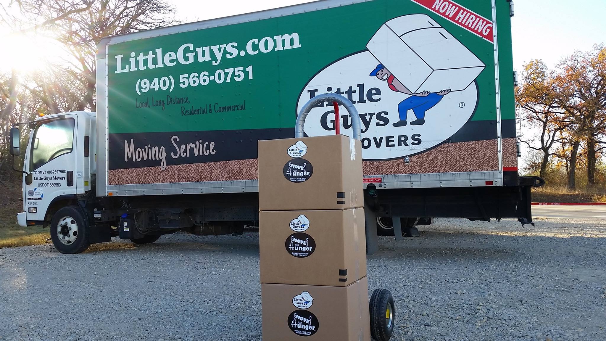 Little Guys Movers truck and Move For Hunger cardboard boxes