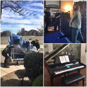 Denton movers moving piano into home
