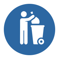 person putting trash in bin icon