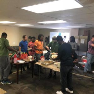 Raleigh movers enjoying a meal together