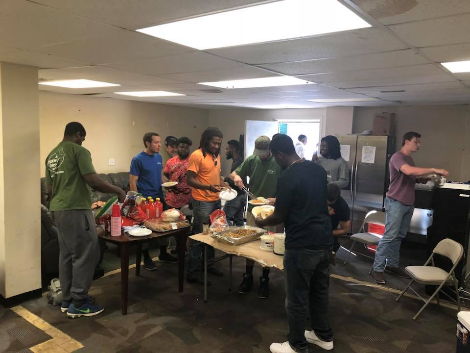 Raleigh movers enjoying a meal together