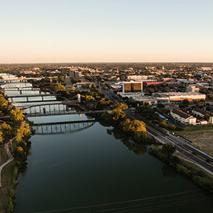Overhead shot of the city of Waco.