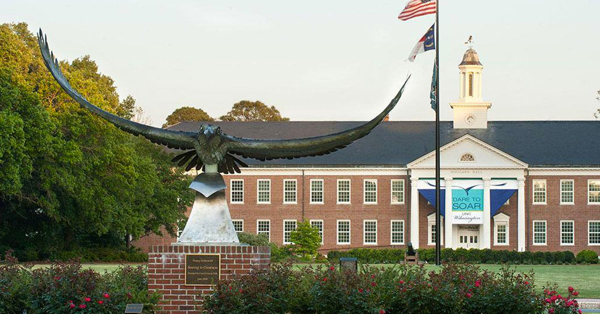 Wilmington college movers university with eagle statue