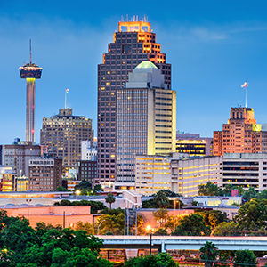 San Antonio skyline at dusk