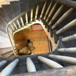 A long look down a spiral staircase.
