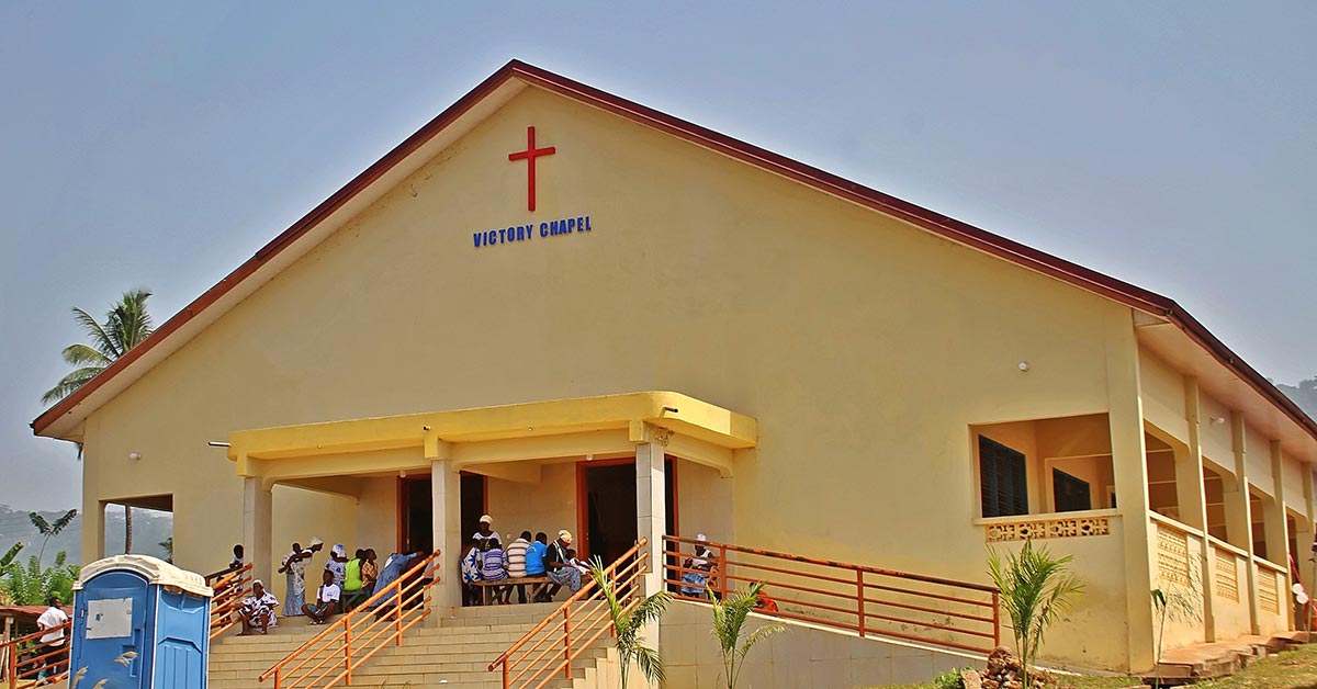 Front exterior of the Global Evangelical Church in the Oti Region of Ghana
