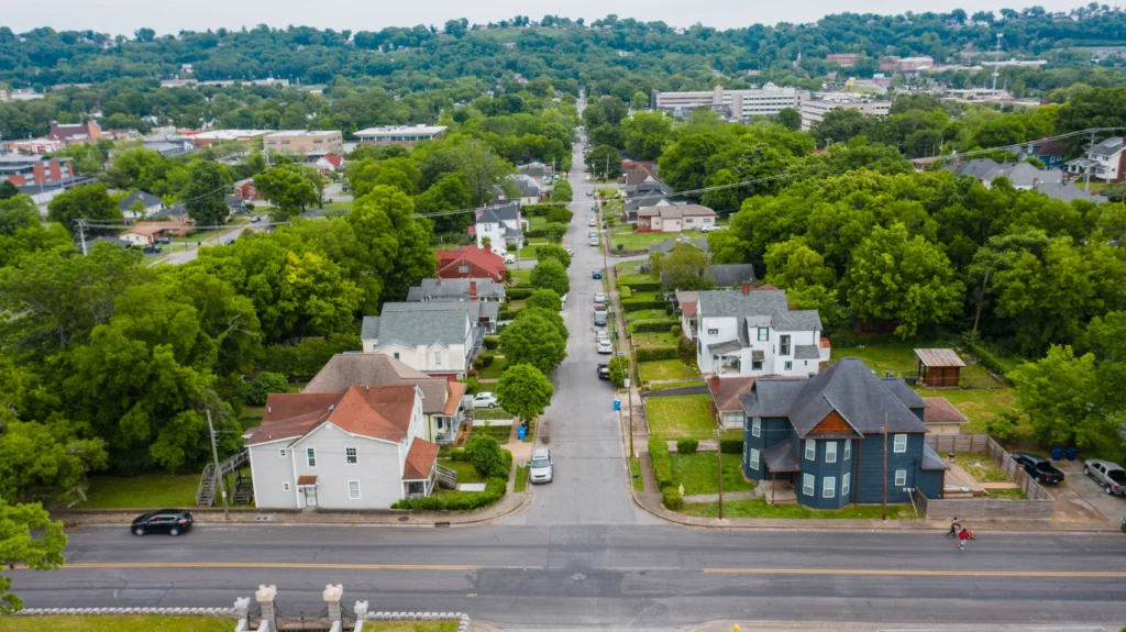 Suburban neighborhood with mortgage lock-in effect